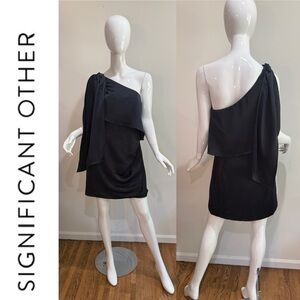 Significant Other Azure One Shoulder Sash Mini Dress